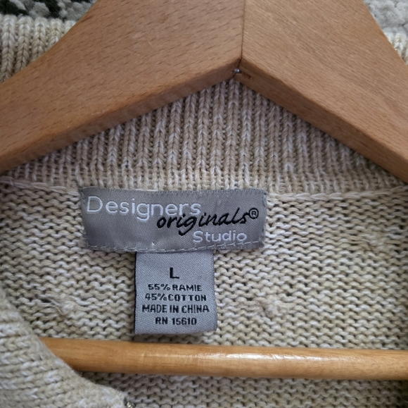 Vintage Designers Originals Studio Knit Collar Zip Cardigan Sweater Womens L - Picture 6 of 8